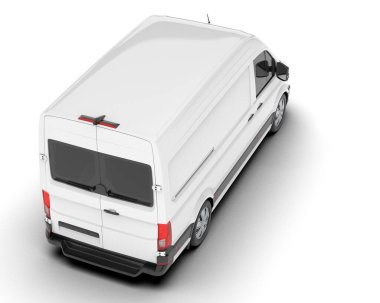 Beyaz kargo aracı arka planda izole edilmiş. 3d görüntüleme - illüstrasyon