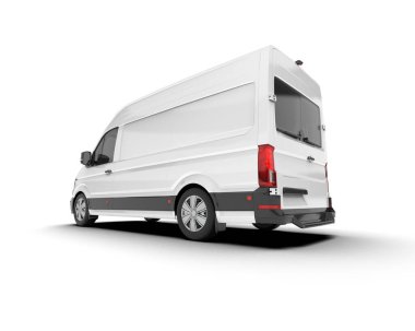 Beyaz kargo aracı arka planda izole edilmiş. 3d görüntüleme - illüstrasyon