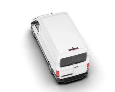 Beyaz kargo aracı arka planda izole edilmiş. 3d görüntüleme - illüstrasyon