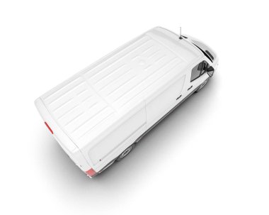 Beyaz kargo aracı arka planda izole edilmiş. 3d görüntüleme - illüstrasyon