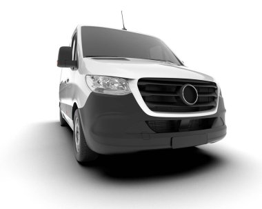 Beyaz kargo aracı arka planda izole edilmiş. 3d görüntüleme - illüstrasyon