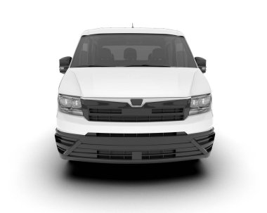 Beyaz kargo aracı arka planda izole edilmiş. 3d görüntüleme - illüstrasyon