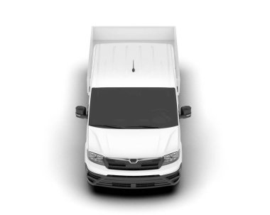 Beyaz kargo aracı arka planda izole edilmiş. 3d görüntüleme - illüstrasyon