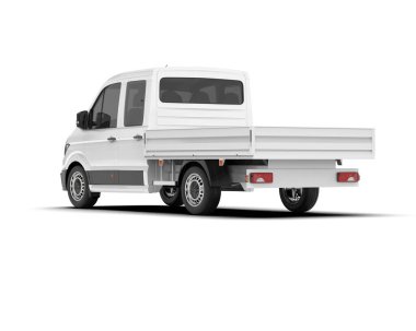 Beyaz kargo aracı arka planda izole edilmiş. 3d görüntüleme - illüstrasyon