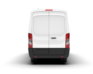 Beyaz kargo aracı arka planda izole edilmiş. 3d görüntüleme - illüstrasyon