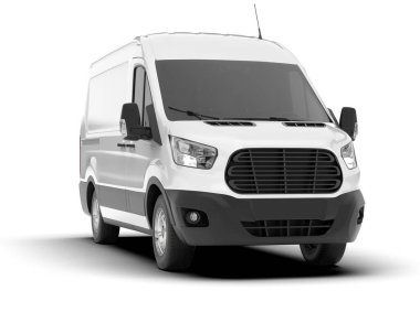 Beyaz kargo aracı arka planda izole edilmiş. 3d görüntüleme - illüstrasyon