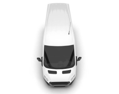 Beyaz kargo aracı arka planda izole edilmiş. 3d görüntüleme - illüstrasyon