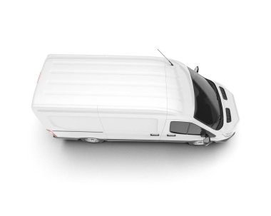 Beyaz kargo aracı arka planda izole edilmiş. 3d görüntüleme - illüstrasyon