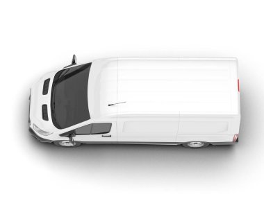 Beyaz kargo aracı arka planda izole edilmiş. 3d görüntüleme - illüstrasyon