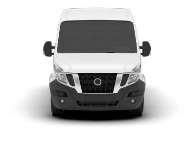 Beyaz kargo aracı arka planda izole edilmiş. 3d görüntüleme - illüstrasyon