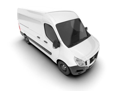 Beyaz kargo aracı arka planda izole edilmiş. 3d görüntüleme - illüstrasyon