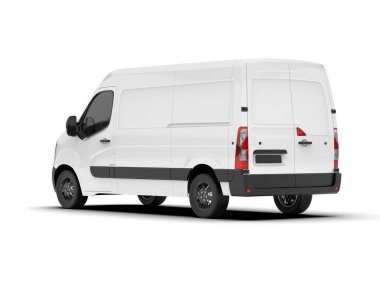 Arka planda kargo minibüsü modeli var. 3d görüntüleme - illüstrasyon