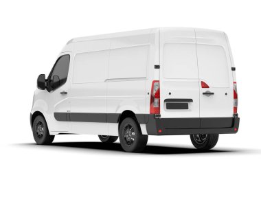 Arka planda kargo minibüsü modeli var. 3d görüntüleme - illüstrasyon