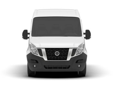 Arka planda kargo minibüsü modeli var. 3d görüntüleme - illüstrasyon