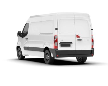 Arka planda kargo minibüsü modeli var. 3d görüntüleme - illüstrasyon