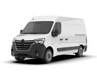 Arka planda kargo minibüsü modeli var. 3d görüntüleme - illüstrasyon