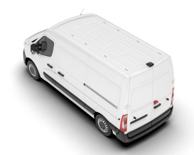 Arka planda kargo minibüsü modeli var. 3d görüntüleme - illüstrasyon