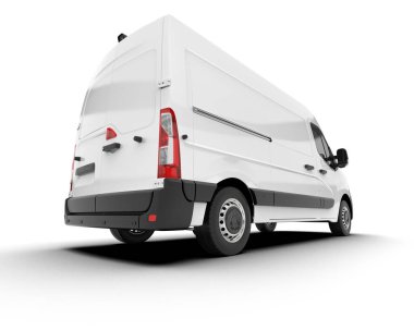 Arka planda kargo minibüsü modeli var. 3d görüntüleme - illüstrasyon