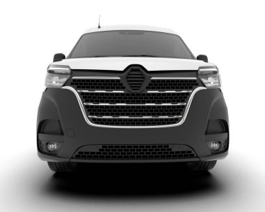 Arka planda kargo minibüsü modeli var. 3d görüntüleme - illüstrasyon