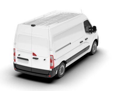 Arka planda kargo minibüsü modeli var. 3d görüntüleme - illüstrasyon