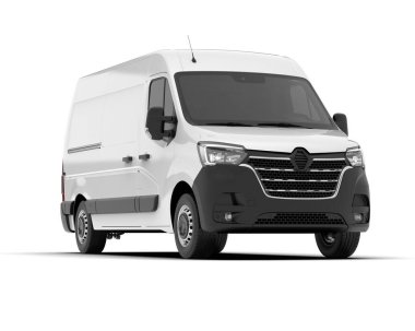 Arka planda kargo minibüsü modeli var. 3d görüntüleme - illüstrasyon