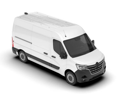 Arka planda kargo minibüsü modeli var. 3d görüntüleme - illüstrasyon