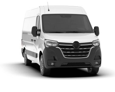 Arka planda kargo minibüsü modeli var. 3d görüntüleme - illüstrasyon