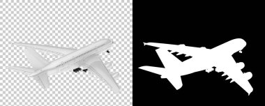 Uçak aracı. 3D tasvir. Yolcu uçağı 