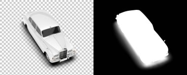 Beyaz arka planda izole edilmiş beyaz lüks araba. 3d görüntüleme - illüstrasyon