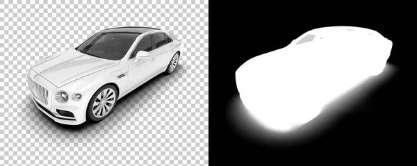Bílé Luxusní Auto Izolované Bílém Pozadí Vykreslování Ilustrace — Stock fotografie