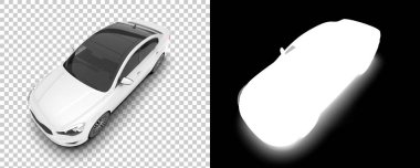 3D illüstrasyon, geri ve beyaz modern araba şeffaf arka planda. bilgisayar tarafından oluşturulan resim, sanal 3D arabalar