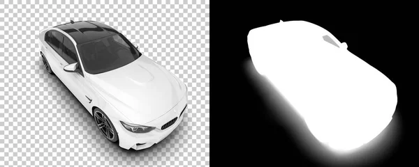 现代车隔离在白色背景与面具 3D渲染 — 图库照片
