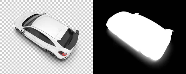 Şeffaf Arkaplanda Beyaz Araba Modelinin Boyutlu Bir Çizimi Bilgisayar Oluşturulmuş — Stok fotoğraf