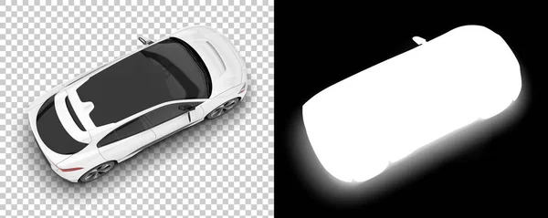 透明な背景の3Dイラスト 背部および白い現代車 コンピュータが生成した画像 仮想3Dカー — ストック写真