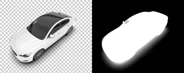 3D插图 后背白色现代车透明背景 计算机生成的图像 虚拟3D车 — 图库照片