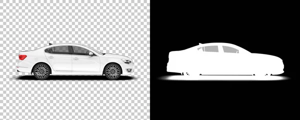 Ilustracja Plecy Biały Nowoczesny Samochód Przezroczystym Tle Generowany Komputerowo Obraz — Zdjęcie stockowe