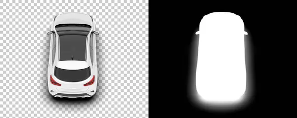 Illustration Rückseite Und Weißes Modernes Auto Auf Transparentem Hintergrund Computergeneriertes — Stockfoto