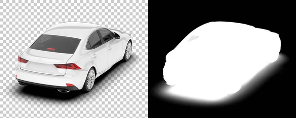 透明背景下的汽车模型 后置和白色现代汽车3D渲染说明 — 图库照片