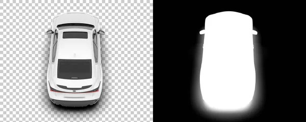 透明な背景の自動車モデル 背部および白い現代車の3Dレンダリングのイラスト — ストック写真