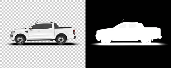 Black White Illustration Pickup Truck — Stock Photo, Image