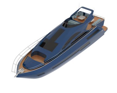 Beyaz, üç boyutlu resimde izole edilmiş gemi  