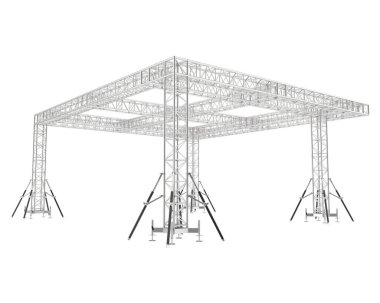Alüminyum yapı çerçevesi beyaz arkaplanda izole edildi. 3d görüntüleme - illüstrasyon
