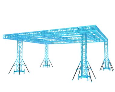Alüminyum yapı çerçevesi beyaz arkaplanda izole edildi. 3d görüntüleme - illüstrasyon