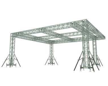 Alüminyum yapı çerçevesi beyaz arkaplanda izole edildi. 3d görüntüleme - illüstrasyon