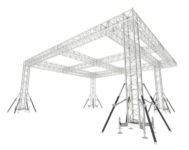 Alüminyum yapı çerçevesi beyaz arkaplanda izole edildi. 3d görüntüleme - illüstrasyon
