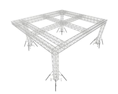 Alüminyum yapı çerçevesi beyaz arkaplanda izole edildi. 3d görüntüleme - illüstrasyon