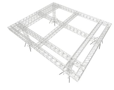 Alüminyum yapı çerçevesi beyaz arkaplanda izole edildi. 3d görüntüleme - illüstrasyon