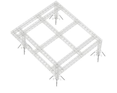 Alüminyum yapı çerçevesi beyaz arkaplanda izole edildi. 3d görüntüleme - illüstrasyon