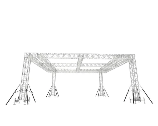 铝结构框架隔离在白色背景上 3D渲染 — 图库照片