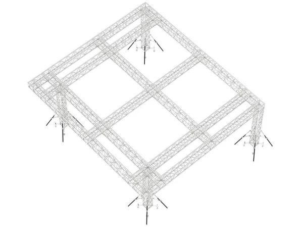 白い背景で隔離されたアルミニウム構造フレーム 3Dレンダリング イラスト — ストック写真